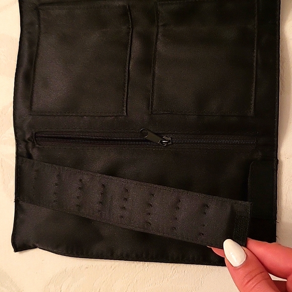 NEW Faux Leather Jewelry Wrap/Travel Case! Black with Silver K Monogram - Picture 7 of 10